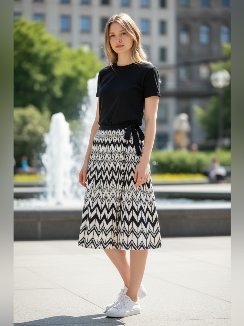 Deane & White Womens Black and White Sequin Chevron A Line Skirt Size 2 NEW